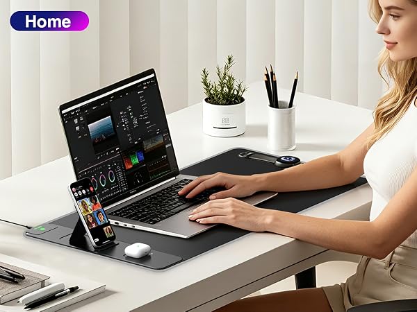 RGB Gaming Mouse Pad with Wireless Charging Phone Stand