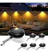 ROSHWEY Outdoor Fence Lights, 6 Pack Solar Gutter Lights with 9 LED Waterproof for Eaves Garden G...