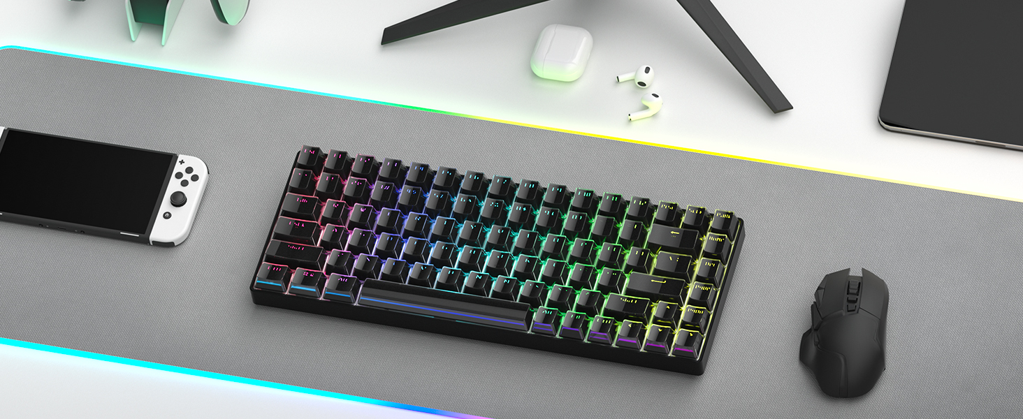 PBT Keycaps, Shine Through Keycaps Black 60 65 75 100 Percent, Crystal Jelly Translucent Key caps