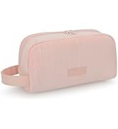 JINSI Corduroy Makeup Bag for Women, Large Travel Toiletry Bag Organizer with Handle, Portable Du...