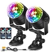 Apeocose 2 Pack Disco Ball Light Sound Activated with Remote Control &amp; Suction Cup Mount, USB Pow...