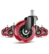 ASHGOOB 3 Inch Office Chair Wheels Set of 5, Heavy Duty Replacement Casters for Hardwood Floor &amp; ...