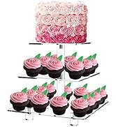 3 Tier Acrylic Square Cupcake Stand, Dessert Display Tower (Clear, 1)