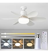 20.5" Socket Fan Light, Light Ceiling Fan with 3-Speeds,Ceiling Fans with Lights and Remote Contr...