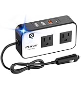 200W Car Power Inverter, PiSFAU DC 12V to 110V AC Car Plug Adapter Outlet with [20W USB-C] /USB-F...