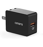Quick Charge 3.0 18W USB Wall Charger, QC 3.0 Adapter Omars Portable Travel iPhone Charger Plug F...