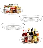 MiraFure 4 Pack Lazy Susan 10 inch Turntable for Spice Organization | Clear BPA-Free Plastic Rota...