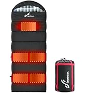 Sportneer Heated Sleeping Bag with 5 Heating Zones, Warm Flannel Cold Weather Sleeping Bag for Ad...