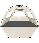 WhiteFang Deluxe XL Pop Up Beach Tent Sun Shade Shelter for 3-4 Person, UV Protection, Extendable...