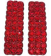 Juroicessry 2Pcs Red Rhinestones Snap Hair Clips for Women Girls Rectangular Hairpins Korean Barr...