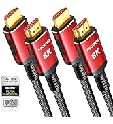 Snowkids 10K 8K HDMI 2.1 Cable 10FT 2-Pack, 48Gbps Certified High Speed HDMI Braided Cord (8K@60H...