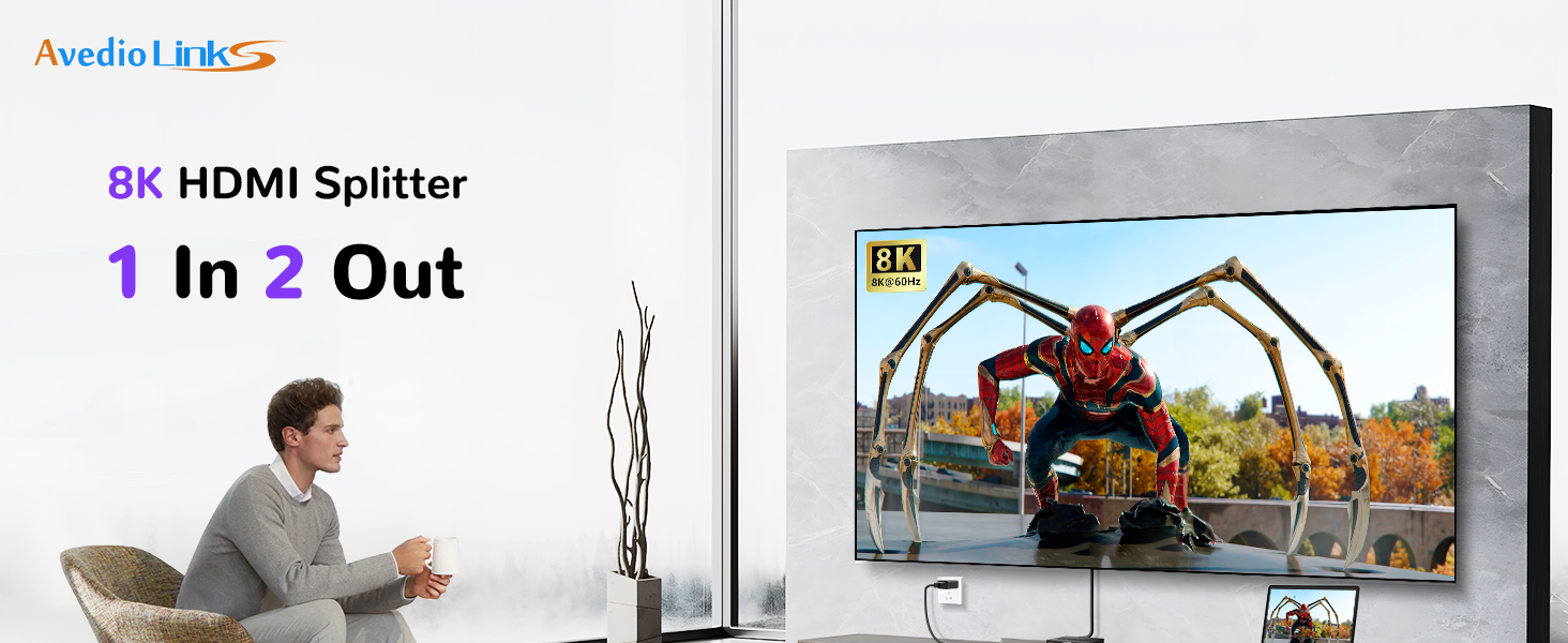 8K HDMI Splitter 1 in 2 out