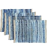 SPN-FOR1 Natural Chindi Jute Placemats Set of 4 Vintage Boho 13x19 Inch Table Mats for Kitche...