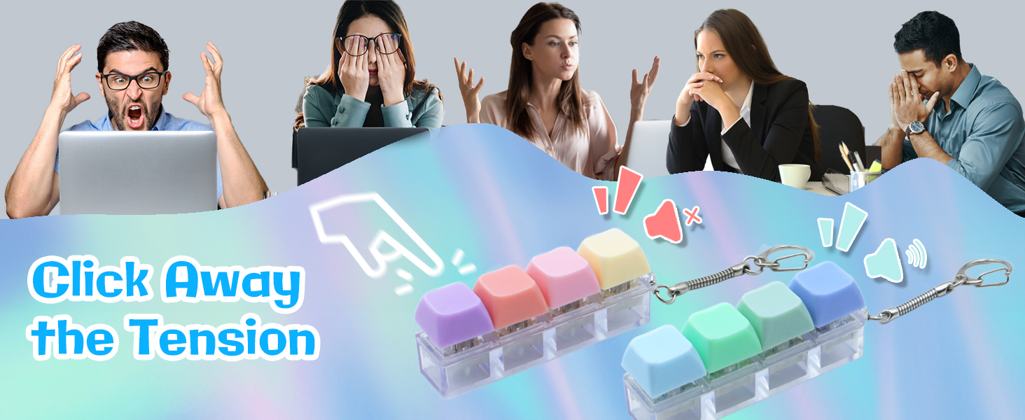 keyboard fidget toy keyboard clicker fidget keychain stress relief gifts sensory fidget toys