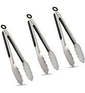 TENTA TENTA KITCHEN 9" Stainless Steel Kitchen Tongs, Locking Metal Food Tongs Non-Slip Grip (Set...
