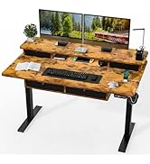 Kingant 55 x 30 Inch Electric Standing Desk with 4 Drawers, Adjustable Height Computer Desk for H...