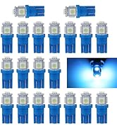 Ferianl 20PCS 194 LED Light Bulb, 5050 5SMD DC 12V 6000K T10 Wedge Light Bulb, Replacement Bulbs ...
