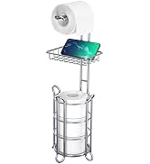Chrome Toilet Paper Holder Stand Tissue Holder for Bathroom with Shelf Storage Holds 4 Mega Rolls...