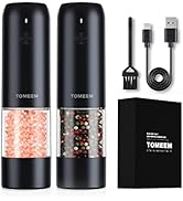 TOMEEM Electric Salt and Pepper Grinder Set with LED Lights – Rechargeable Automatic Pepper and S...