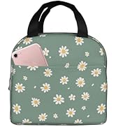 Lunch Bag Daisy Flower Green Insulated Lunch Box Reusable Cooler Tote for Adults Student Girl Boy...
