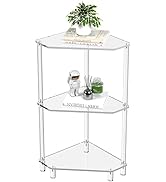 Eglaf Acrylic 3 Tier Triangle End Table - Corner Table &amp; Small Side Table for Living Room, Bedroo...