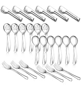 24 Pieces Stainless Steel Metal Serving Utensils - Large Serving sets - 10" Serving Spoons, 10" S...