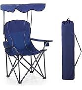 HIGH POINT SPORTS Camping Chairs with Shade, Foldable Canopy Chair, Folding Camping Shade Chair f...