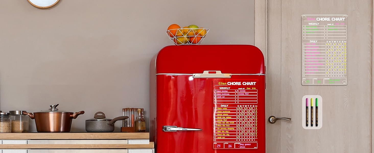 JJPRO Clear Dry Erase Chore Chart