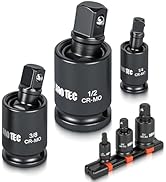 JU JIAN TEC Impact Universal Joint-Socket Swivel Set, 3 piece, 1/2", 3/8", 1/4"Inch Drive Swivel ...