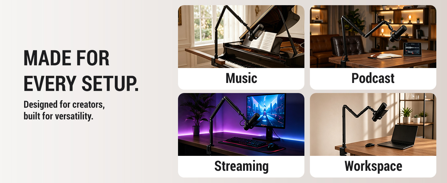Low Profile Mic Arm for Lightweight Mics