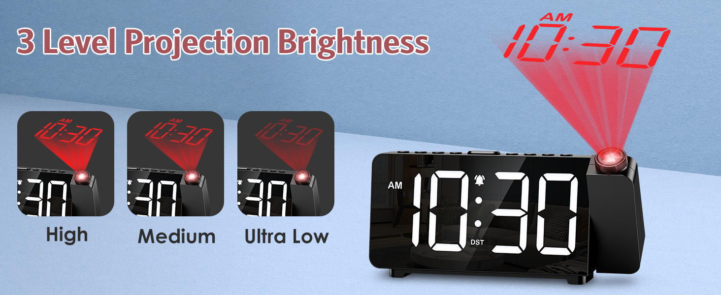 Projection Alarm Clock for Bedroom, Digital Alarm Clock