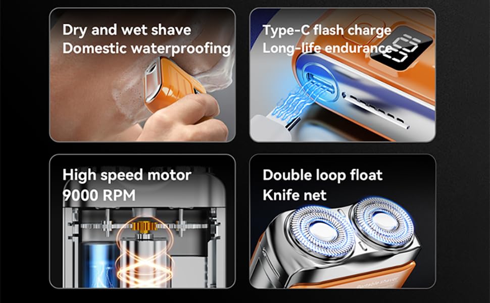 Portable Electric Shaver - LED Display Dual-Head Pocket Shaver