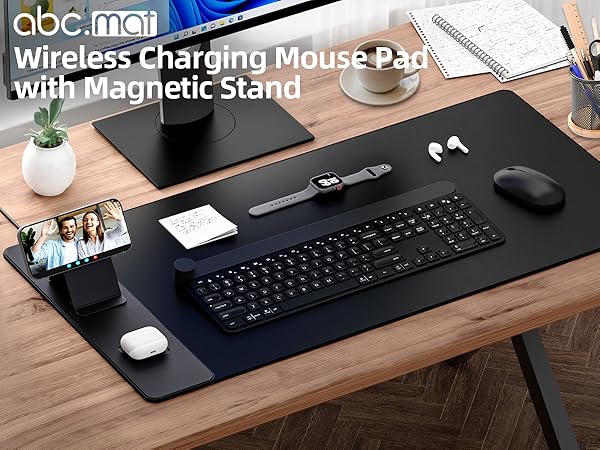 Wireless Charging Mouse Pad with Phone Stand