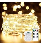 Minetom Fairy Lights Battery Operated with Remote, 33Ft 100 LED Waterproof String Lights Indoor O...