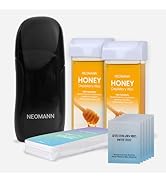 NEOMANN Roll on Wax Kit for Hair Removal with 2x Honey Cartridges Black | 50 Wax Strips wax rolle...