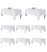 sancua White Table Cloths Rectangle, 8 Pack Tablecoths for 6 Foot Tables - Washable Polyester Fab...
