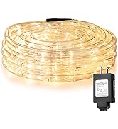 Lighting EVER 33ft 240 LED Outdoor Rope Lights, Waterproof, Connectable, 24 volts, 3000K, Clear T...
