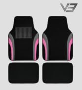CAR PASS Leather Sporty Car Floor Mats Carpet, Universal Waterproof Automotive Floor Mat Fit for ...