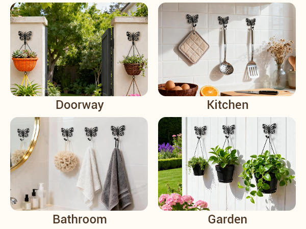 Butterfly Design Wall Hooks for Towel and Coat