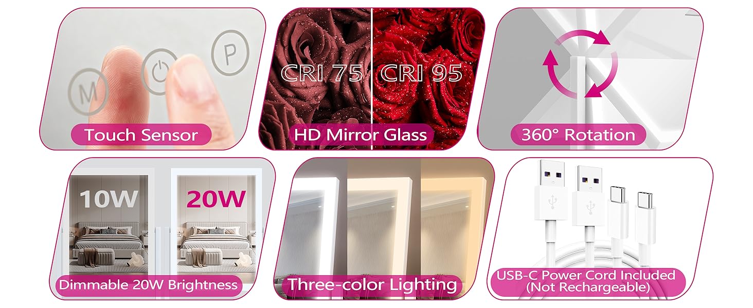 Mirror vanity makeup lights light led lighted up desk mirrors