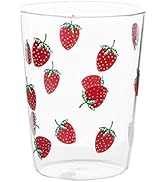 Hemoton 350ml Glass Cup Strawberry Pattern Drinking Cup Clear Glass Tea Cup Heat-proof Water Cup ...