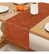 smiry Fall Table Runner, 13x72 Inch Autumn Leaves Damask Table Runner, Fabric Table Runner for Ha...