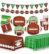 99PCS Football Party Tableware Supplies,Set of 24 Football Plates Napkins Cups,11.8in Football Sh...