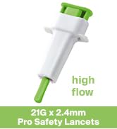 MediVena ONE-CARE PRO Safety Lancets, Top Push Button Activated, 21G x 2.4mm, 100/bx, Sterile, Co...