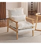 Karl home Plush Chenille Accent Chair with Lumbar Pillow &amp; Ruffled Design Cozy Lounge Chair for L...