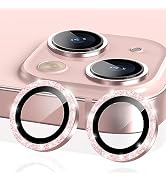 YWXTW for iPhone 15 Plus/iPhone 15 Camera Lens Protector, Individual Bling Glitter Metal Ring Tem...