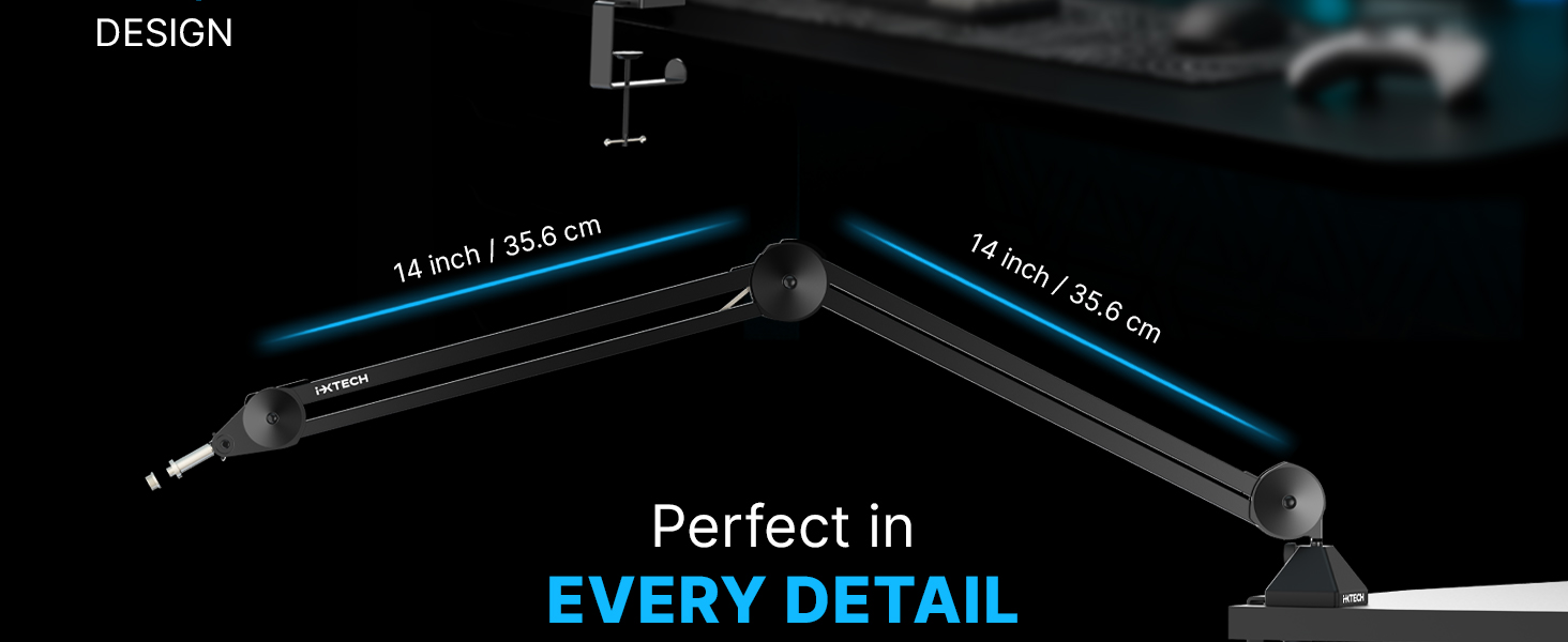 gaming mic podcast microphone stand arm boom studio pc computer streaming desk low profile cable cam