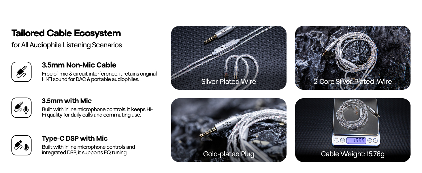 Linsoul Kiwi Ears Belle 10mm DLC Dynamic Driver in-Ear Monitor, HiFi Wired Earbuds