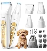 oneisall Quiet Dog Grooming Kit 4 in 1, LED Light Dog Nail Grinder, 2000mAh Pet Grooming Clippers...