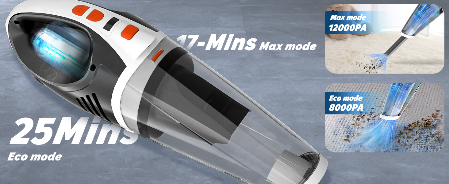 2 suction settings for more efficient cleaning